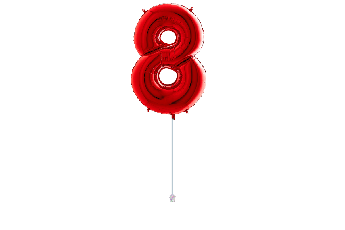 Gemar number 8 shaped foiled Red 40