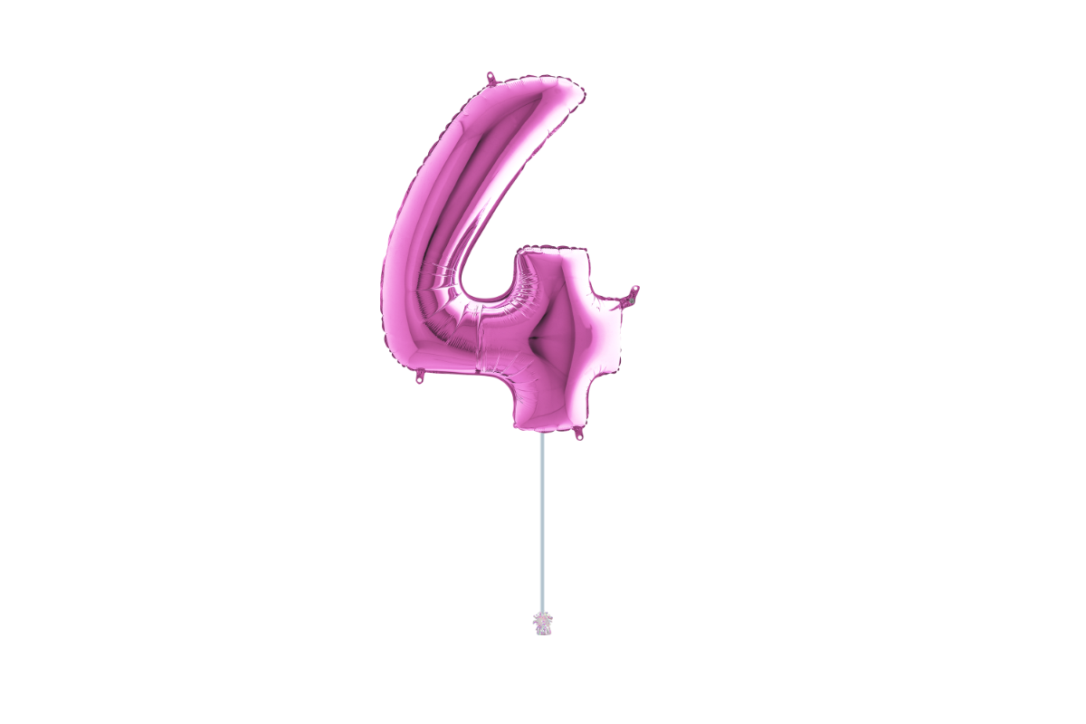 Gemar number 4 shaped foiled Fuxia 40