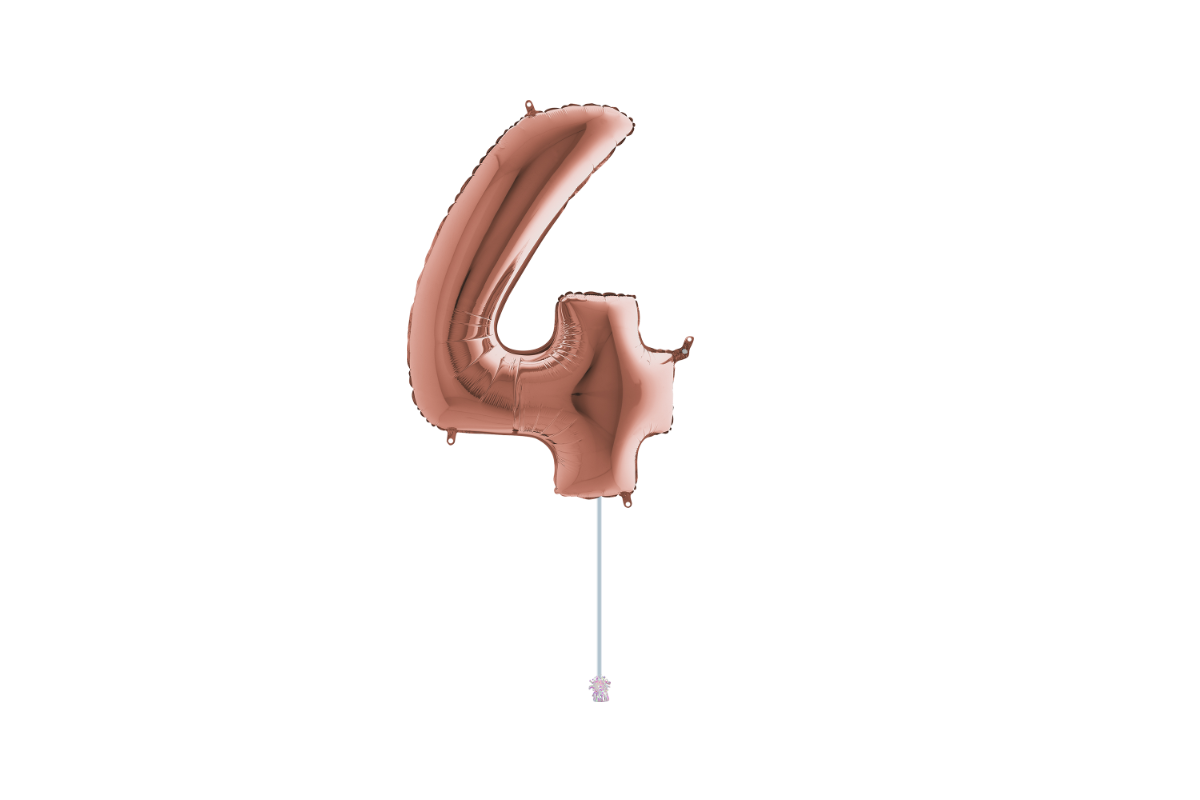 Gemar number 4 shaped foiled Rose gold 40