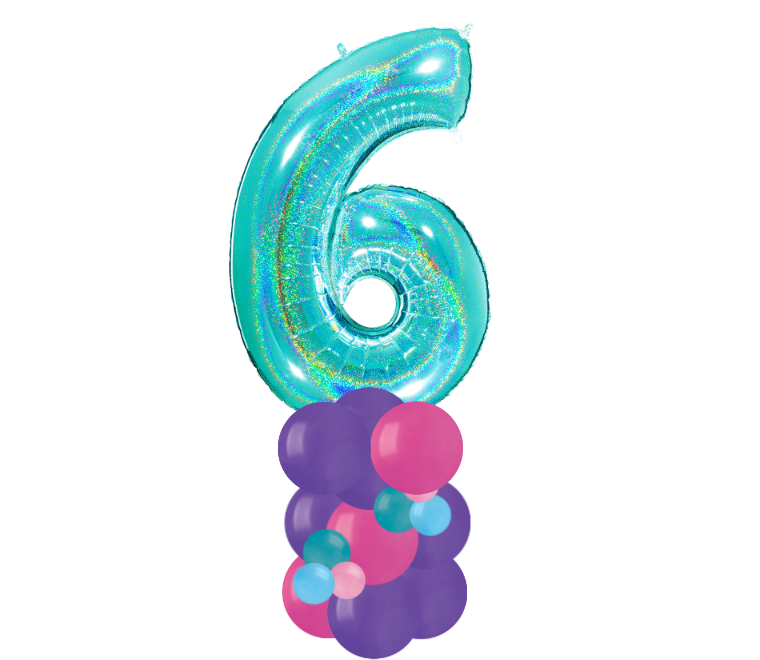 Pink and purple column number 6