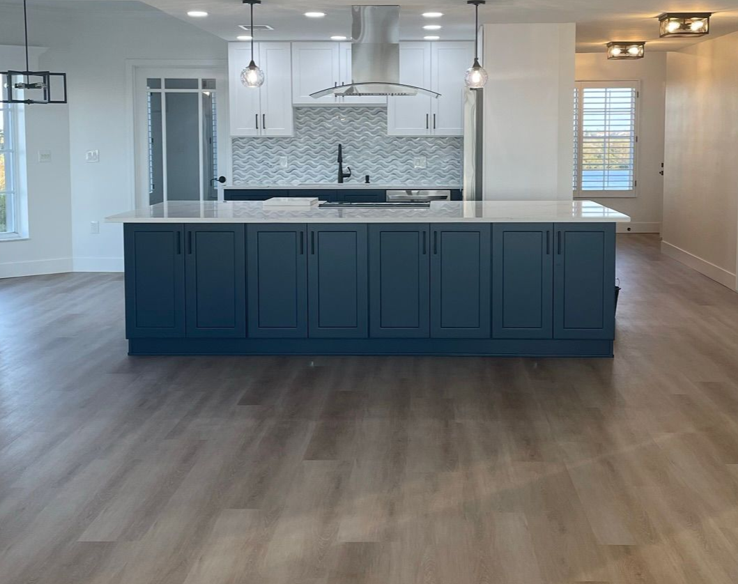 kitchen cabinet blue and white