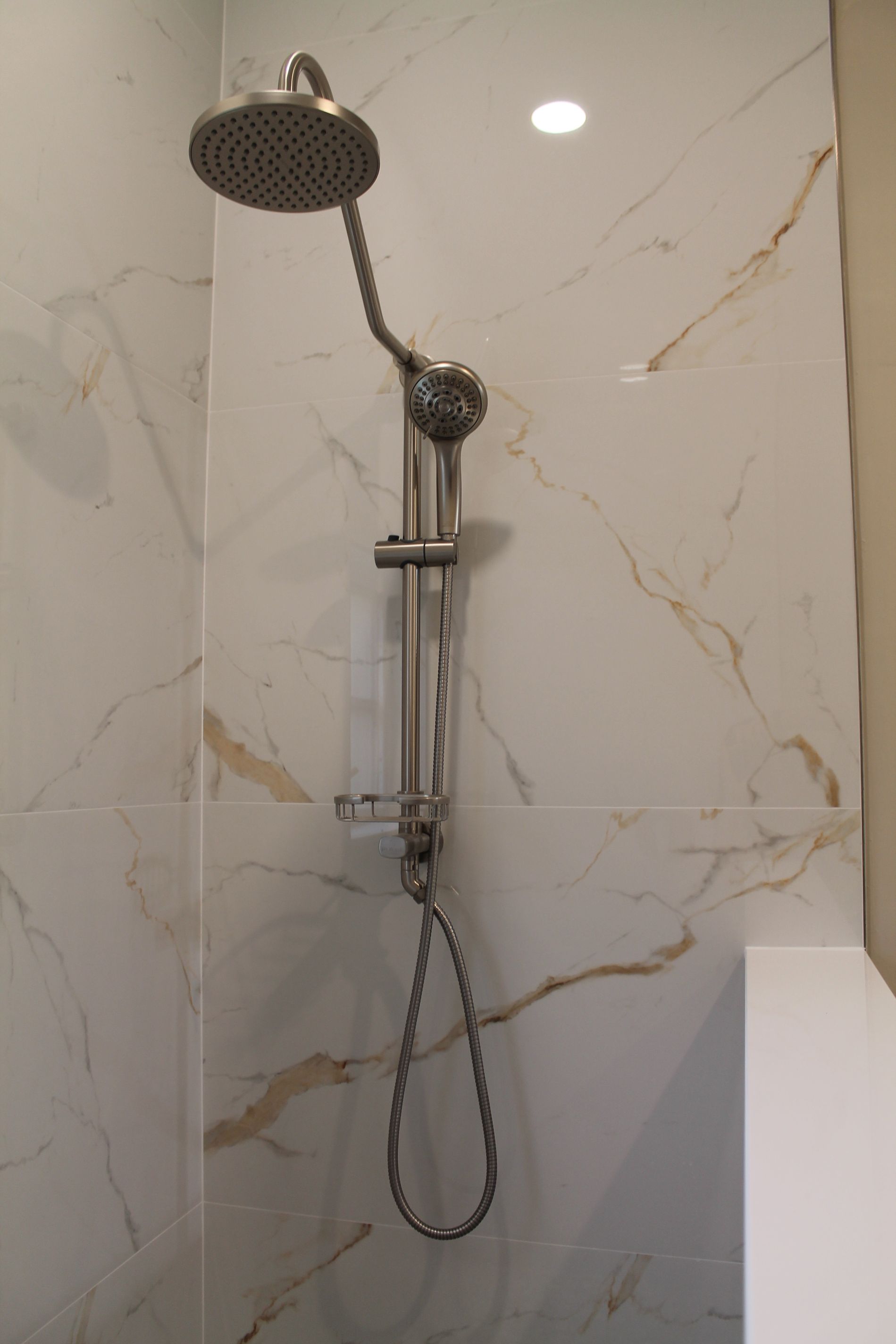 a shower with a showerhead