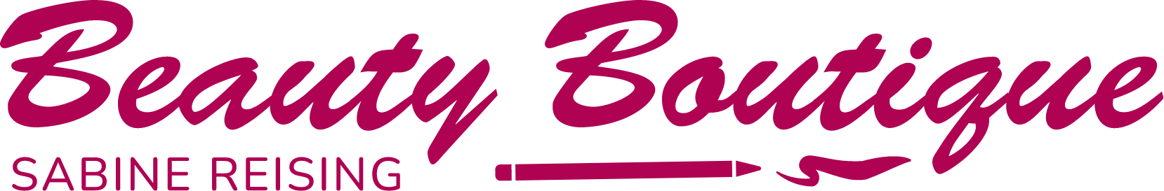 Das Logo der Beauty-Boutique Sabine Reising ist rosa und weiß.