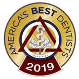 the logo for america 's best dentists in 2019 .