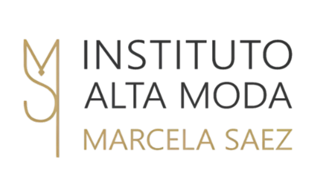 Logotipo del Instituto Alta Moda Marcela Saez. Contiene las iniciales «MS» en dorado y texto en negro y dorado.