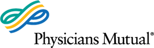 A logo for physicians mutual is shown on a white background