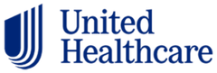 The logo for united healthcare is blue and white