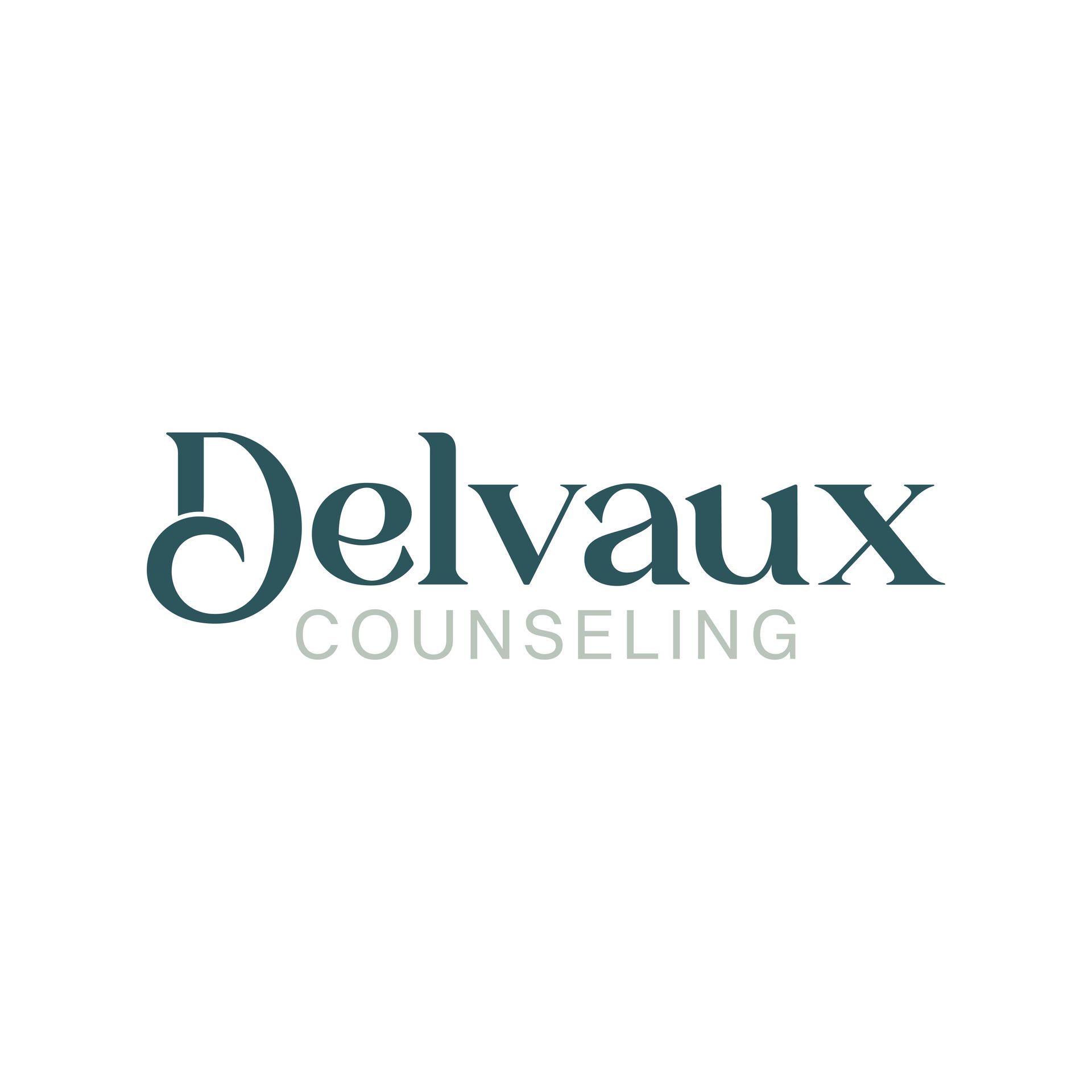 The delvaux counseling logo is on a white background.