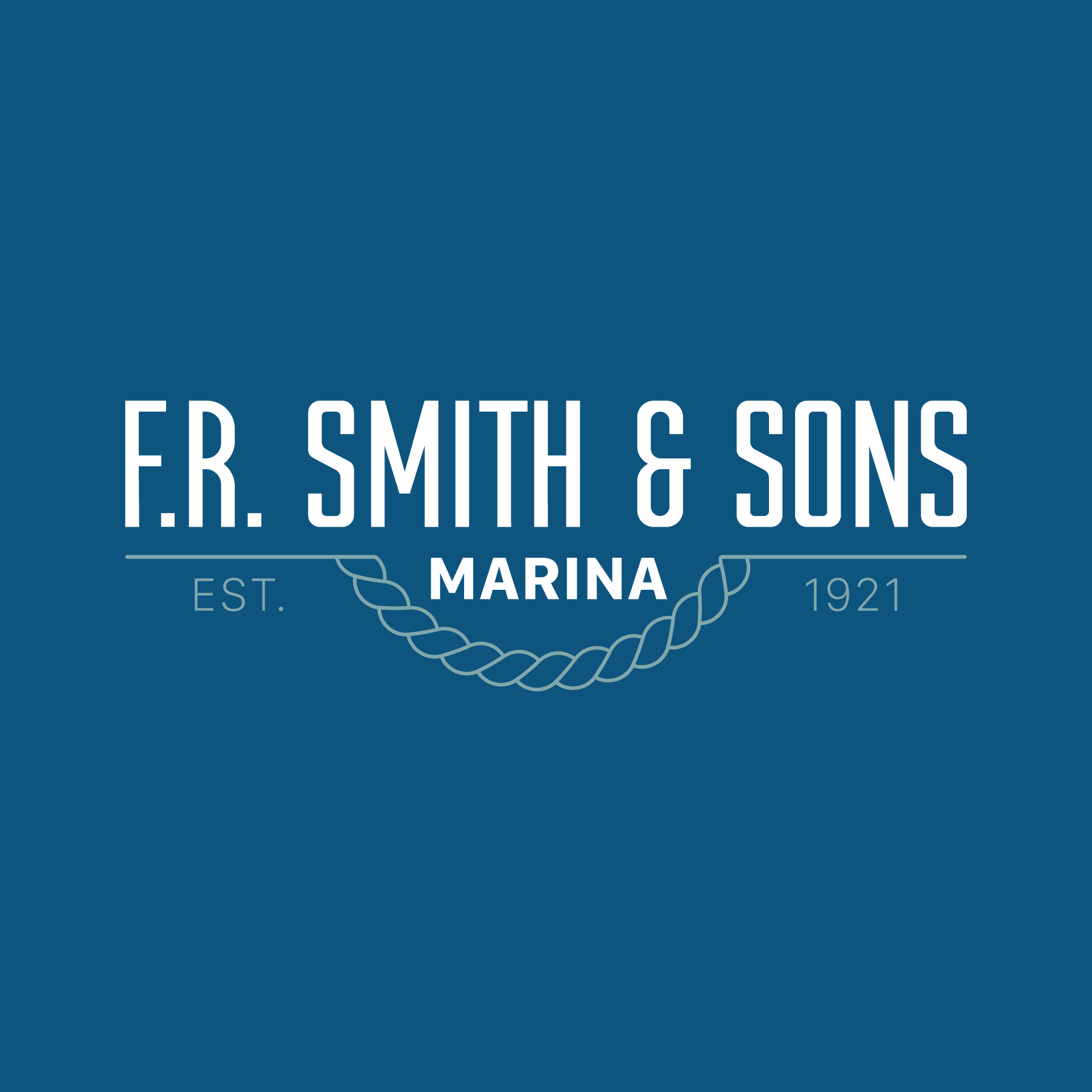 A blue logo for f.r. smith & sons marina