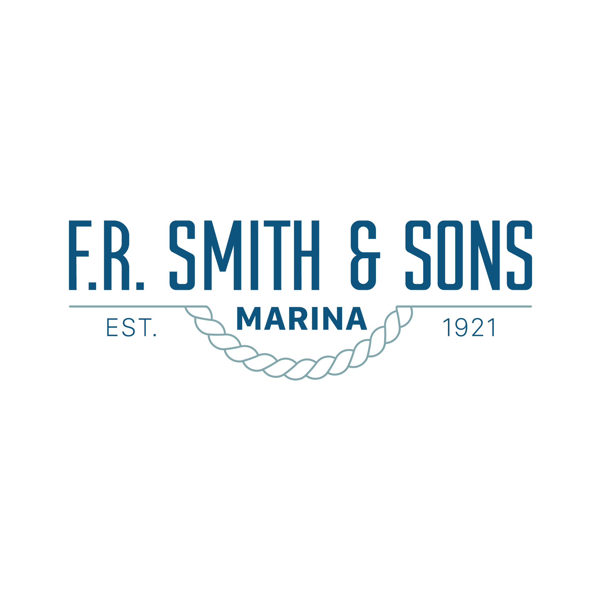 F.R. Smith & Sons Marina logo with navy text, a rope design, and 