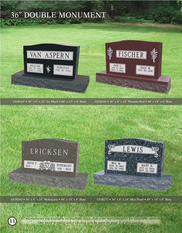 Four graves in a grassy field with the words double monument on the top