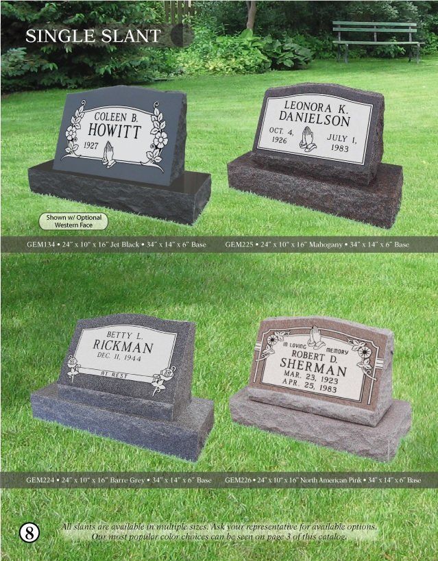 A picture of a single slant grave marker