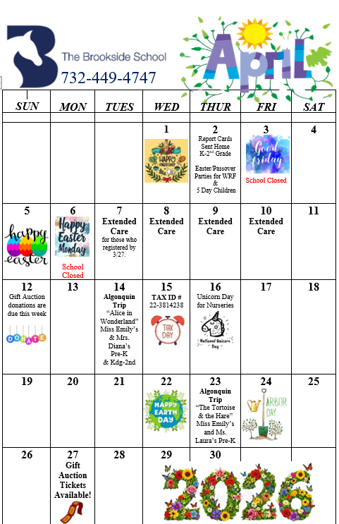 March 2026 calendar with colorful events. The calendar is for The Boro School, with a phone number.