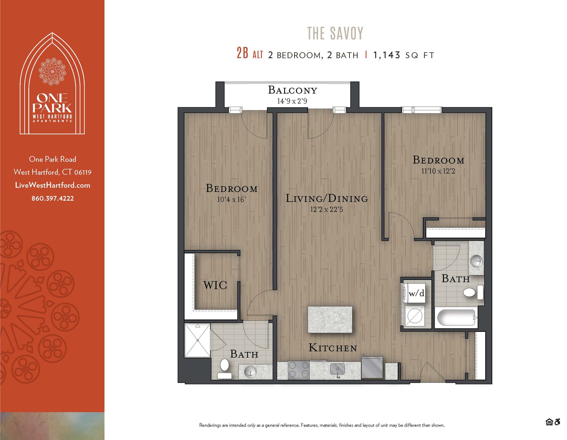 A floor plan for a apartment called the bayou