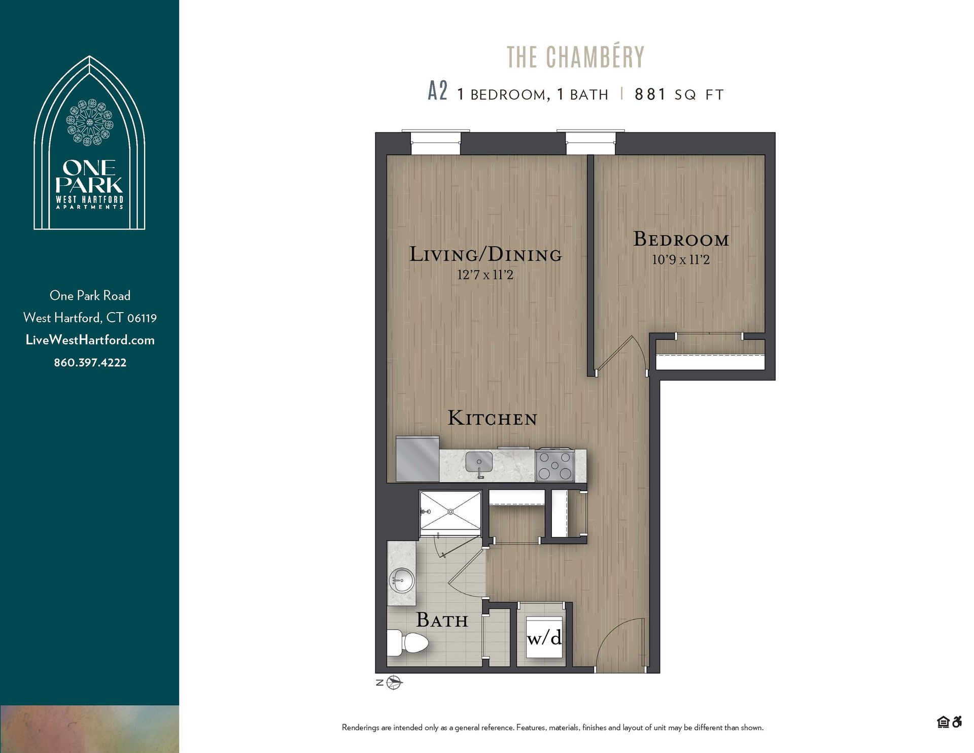 A floor plan for a apartment called the chambers