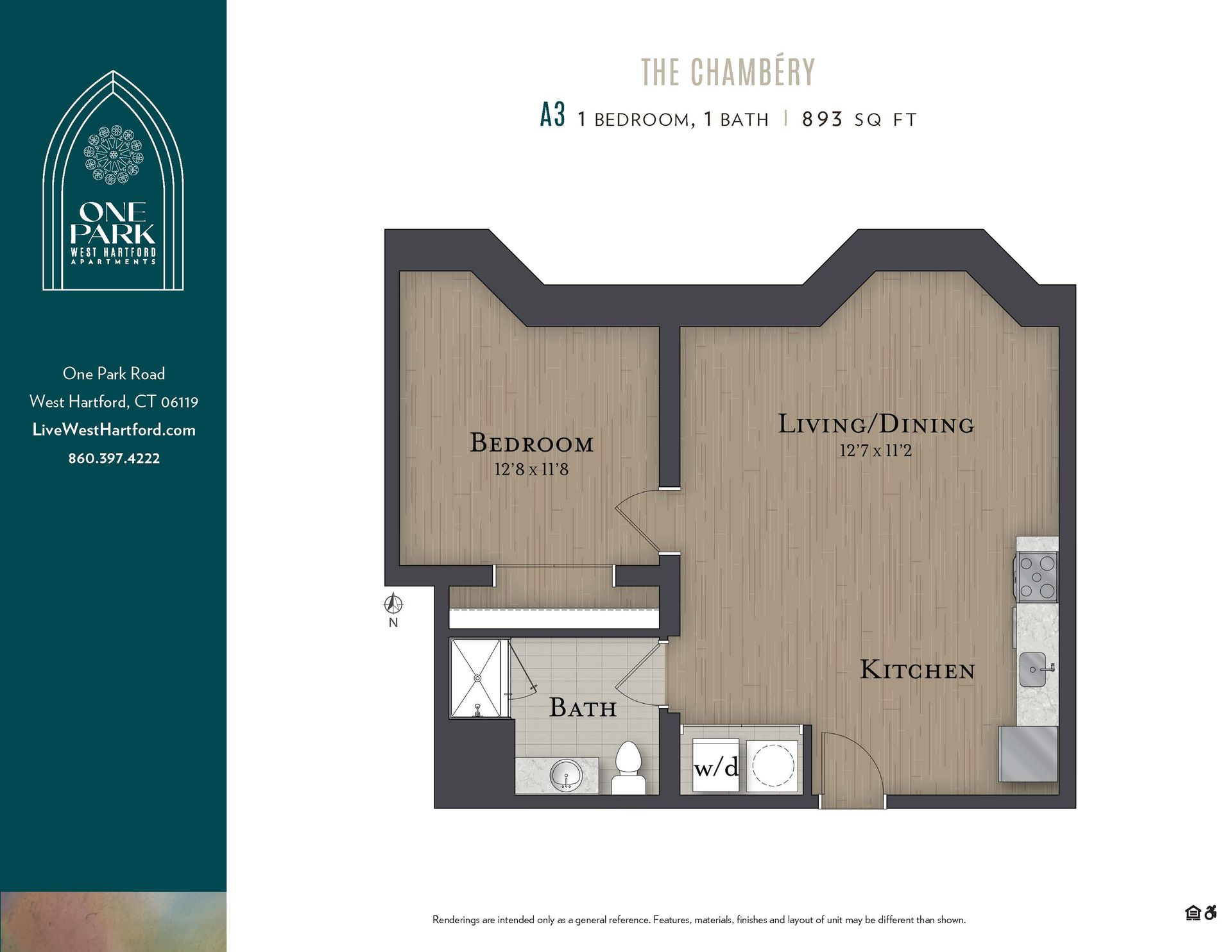 A floor plan for the chambers apartment at king park