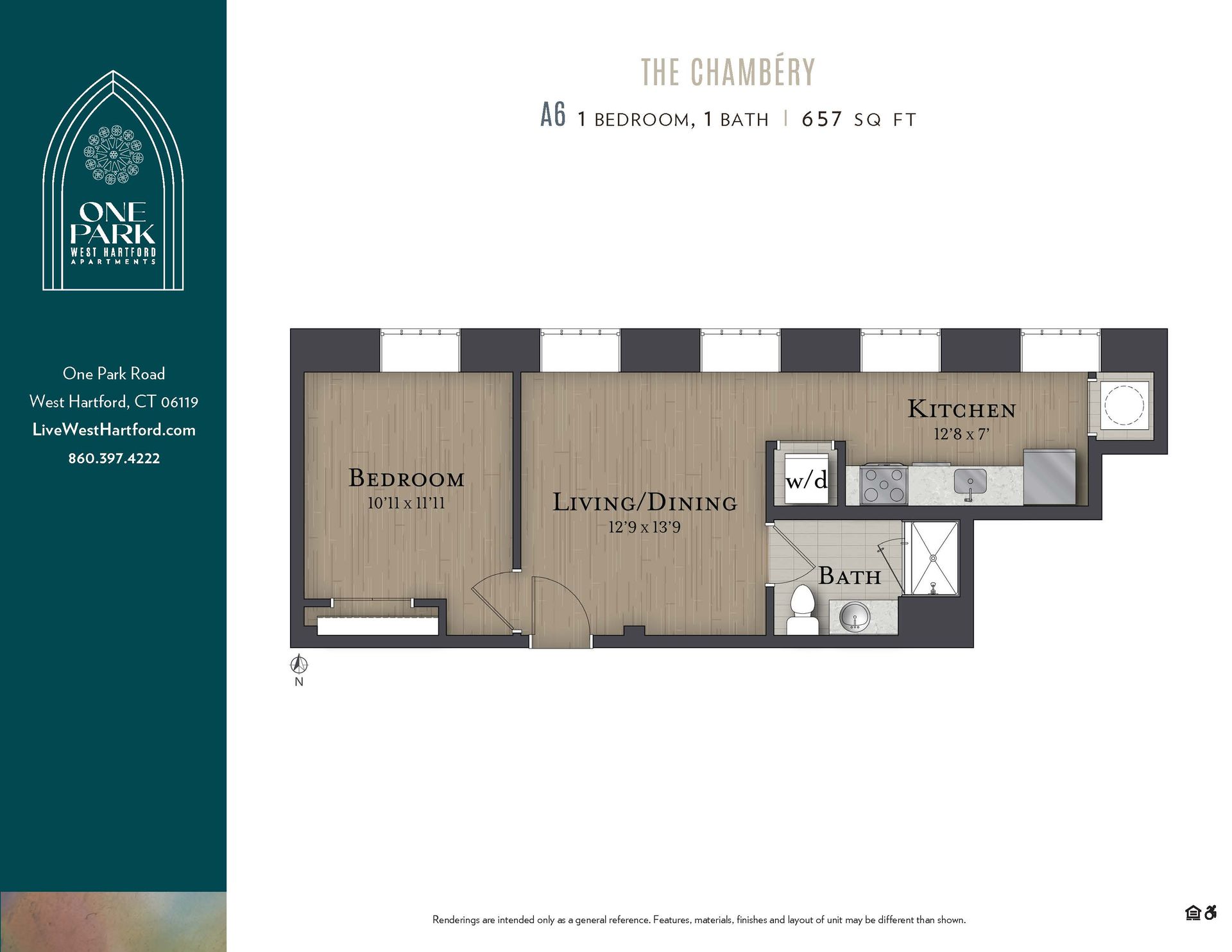 A floor plan for a apartment called the chambers