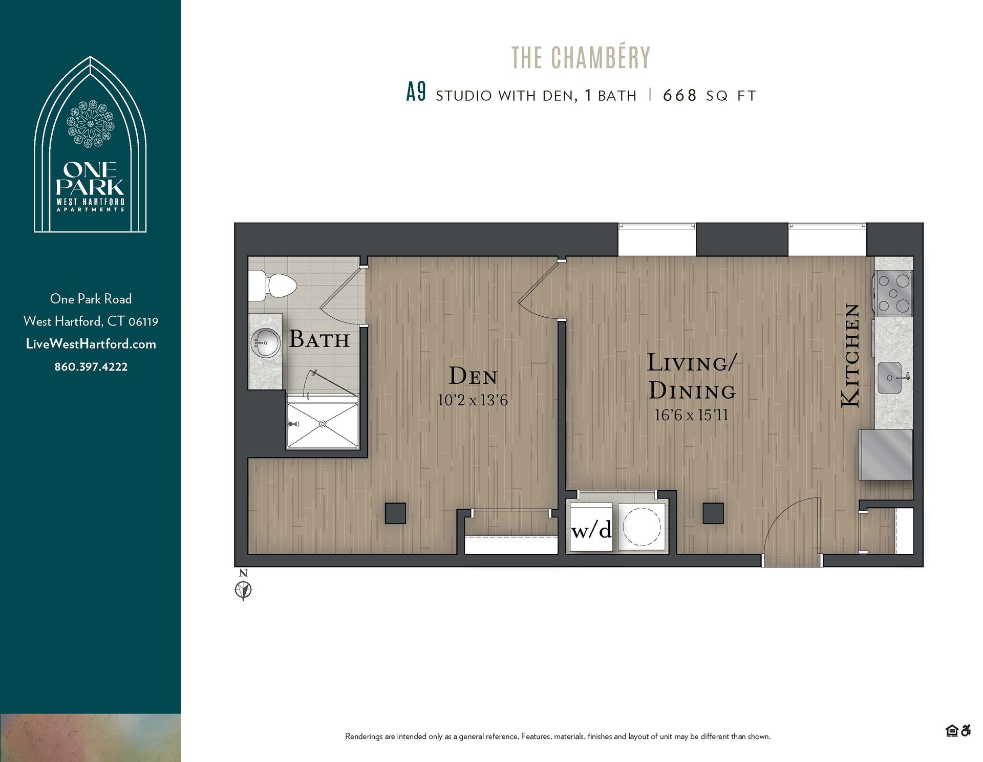 A floor plan of a small apartment with a living room , dining room , and kitchen.