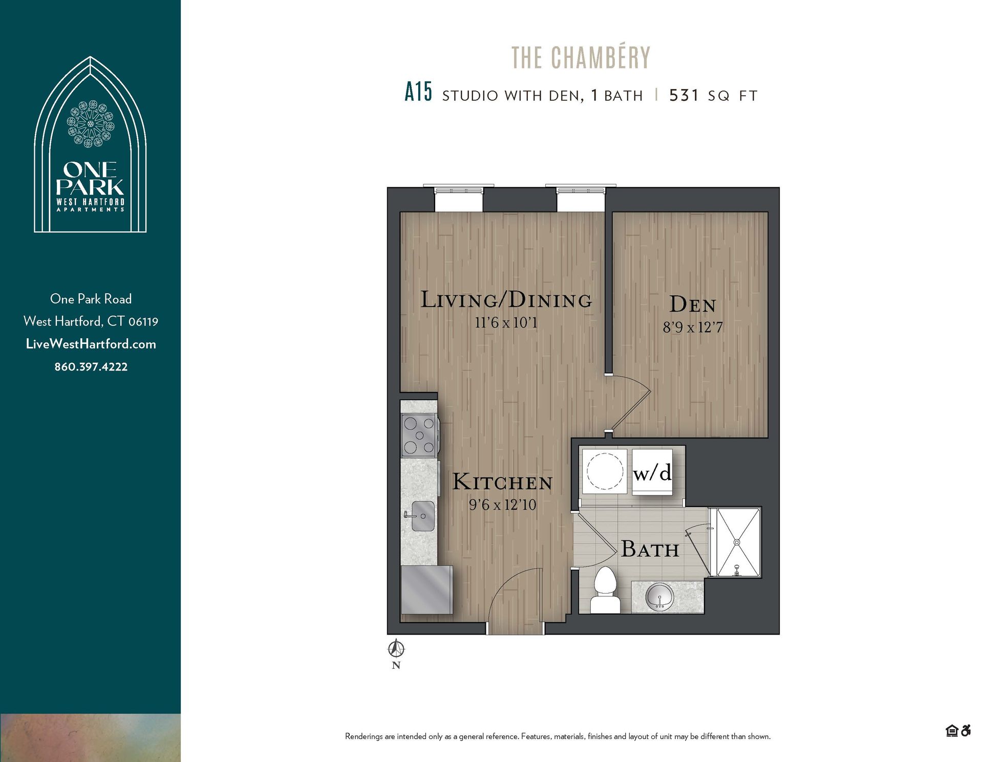 A floor plan of a small apartment in the chambers
