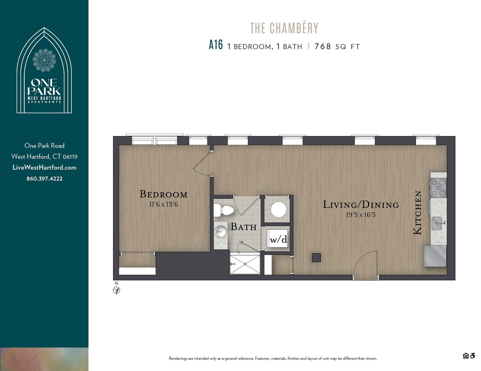 A floor plan of a small apartment with a bedroom , living room , and kitchen.