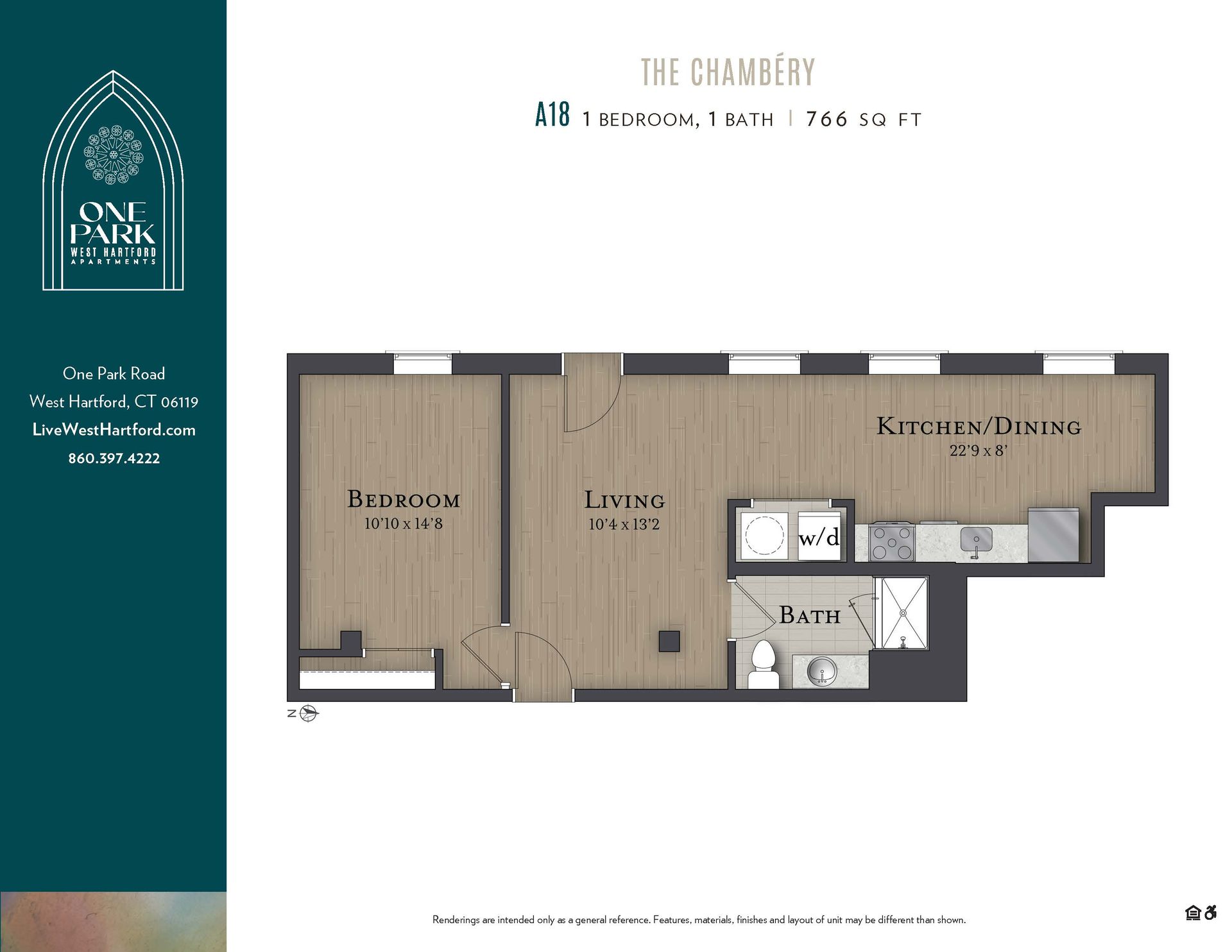 A floor plan for a apartment called the chambers