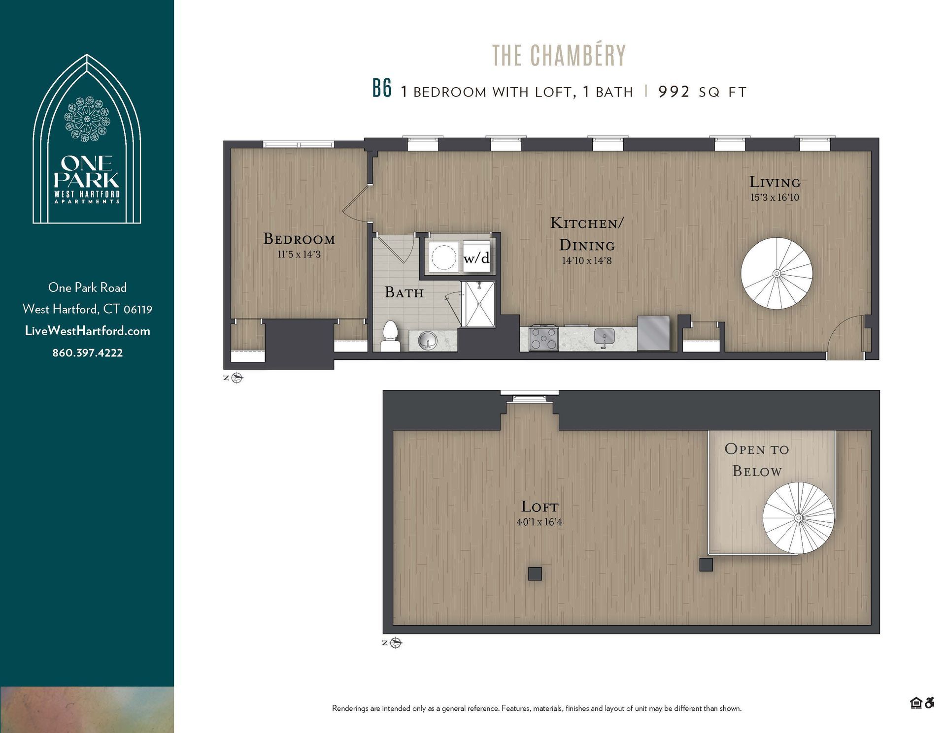 A floor plan of the chambers apartment with a spiral staircase