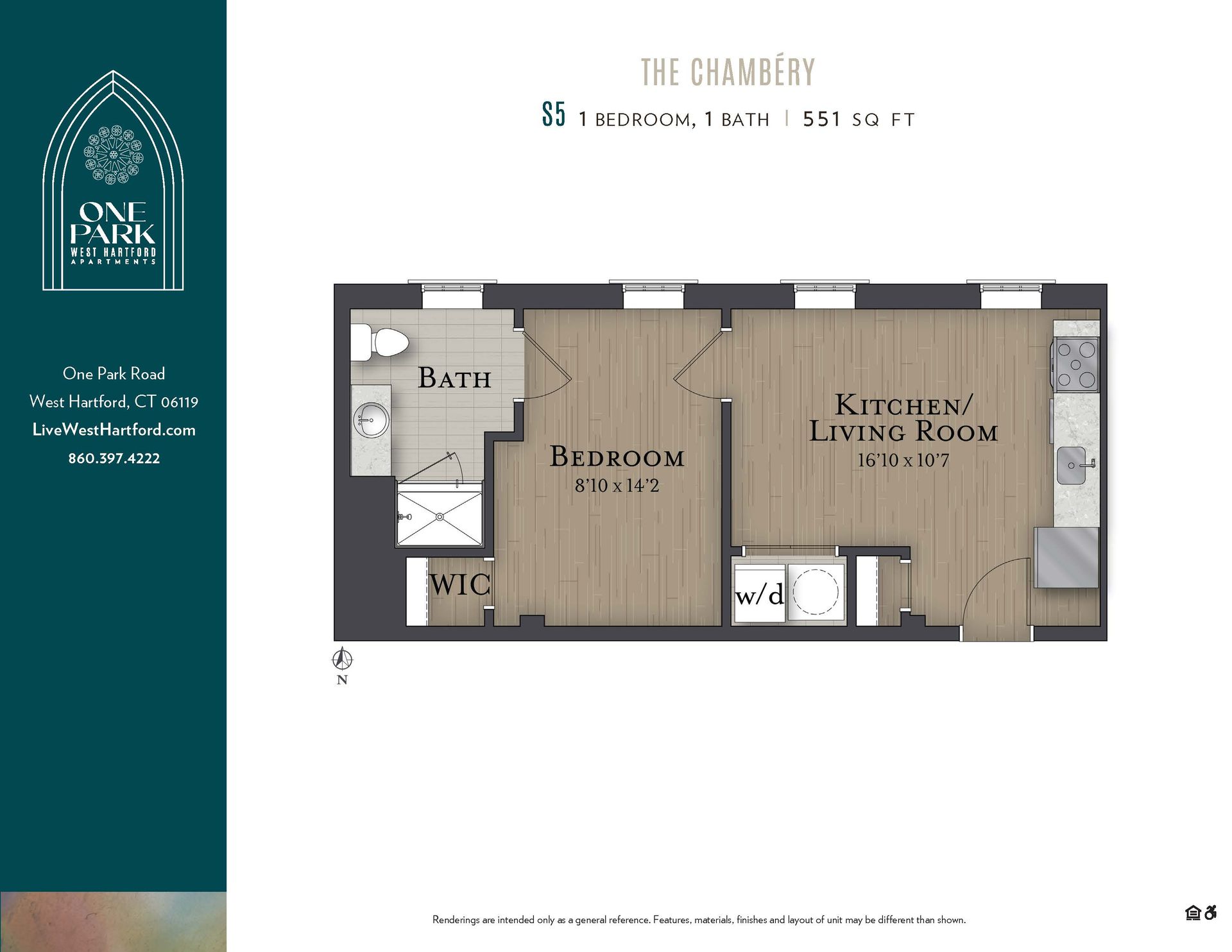 A floor plan for a apartment called the chambers