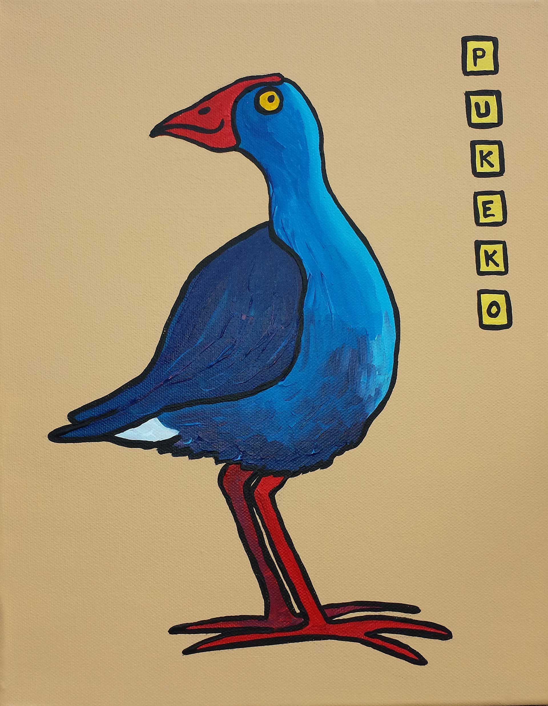 A painting of a pukeko bird