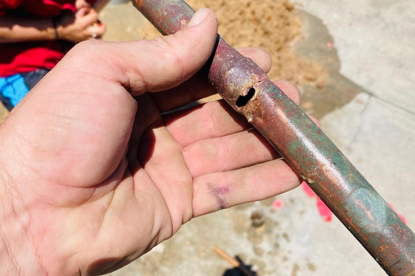 A Broken Small Pipe That Leaks