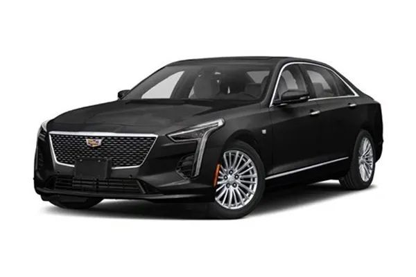 A black cadillac is shown on a white background.
