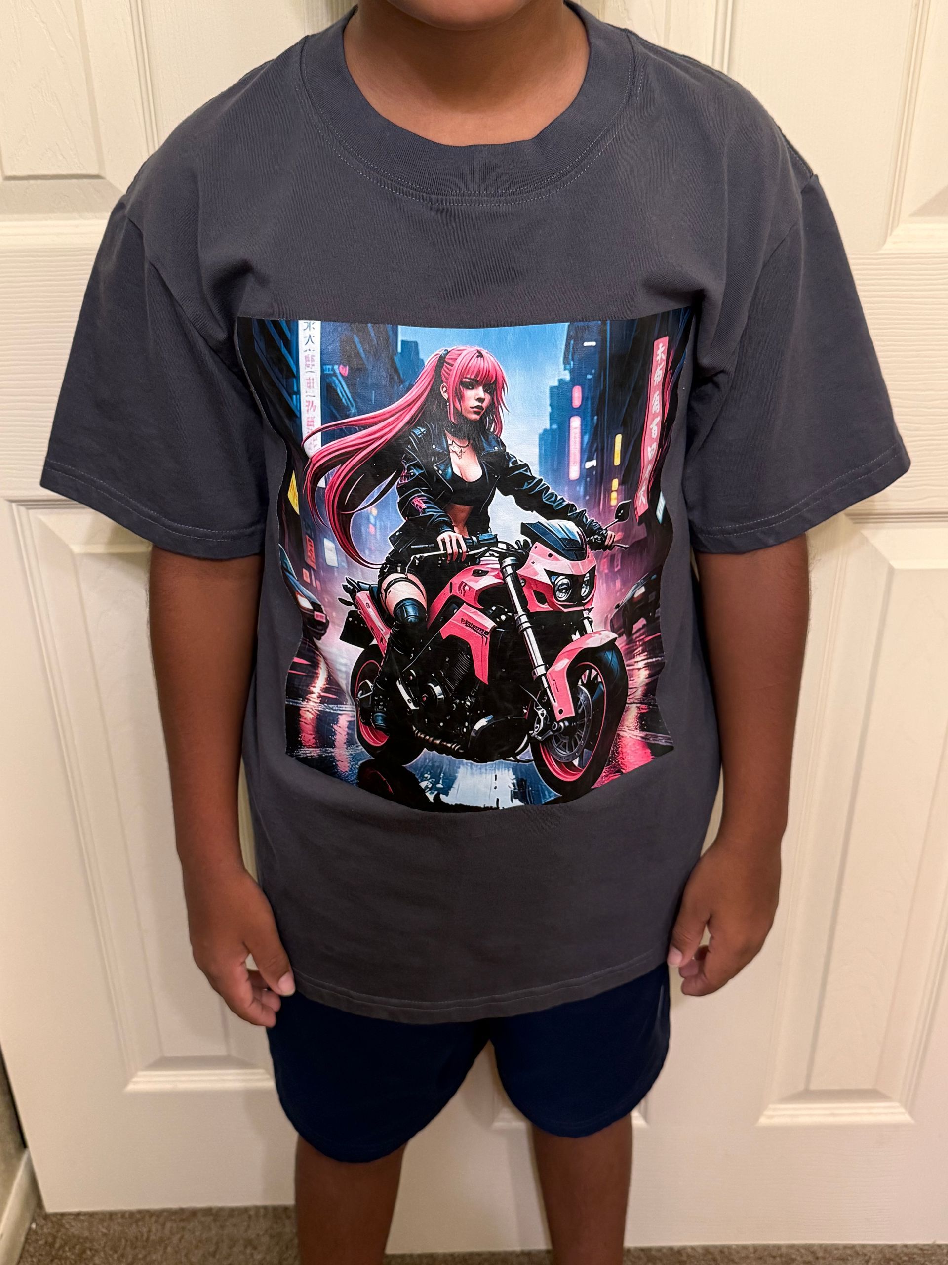 motorbike chick graphic top  front