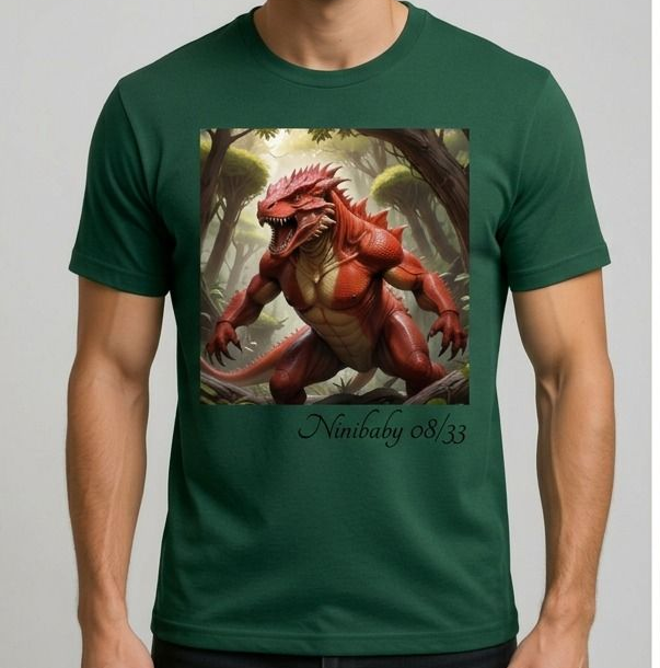 Mens graphic Green shirt with a dragon
