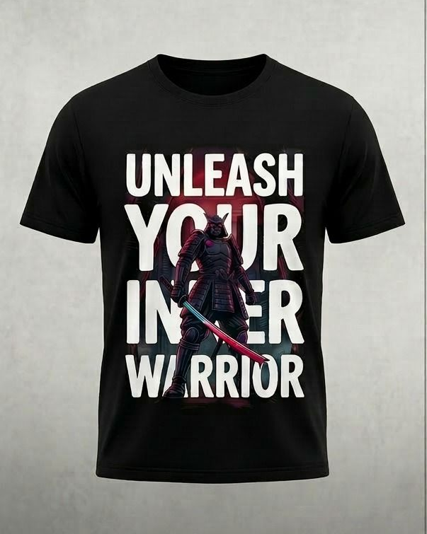 mens unleash you inner warrior shirt front