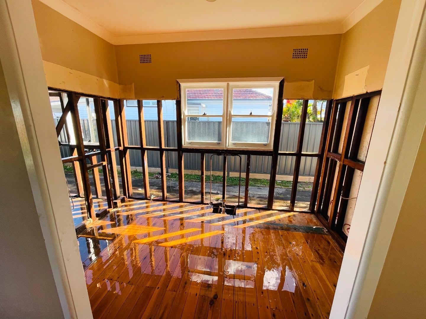 Room Gutted for Renovation. Exposed Wooden Framing — Ecowave Solutions In Gosford, NSW