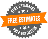 a free estimates sticker with an orange ribbon