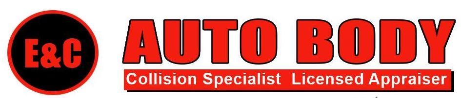 The logo for e & c auto body collision specialist licensed appraiser