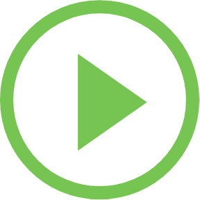 A green play button in a green circle on a white background