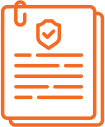 A stack of papers with a shield and a check mark on it.