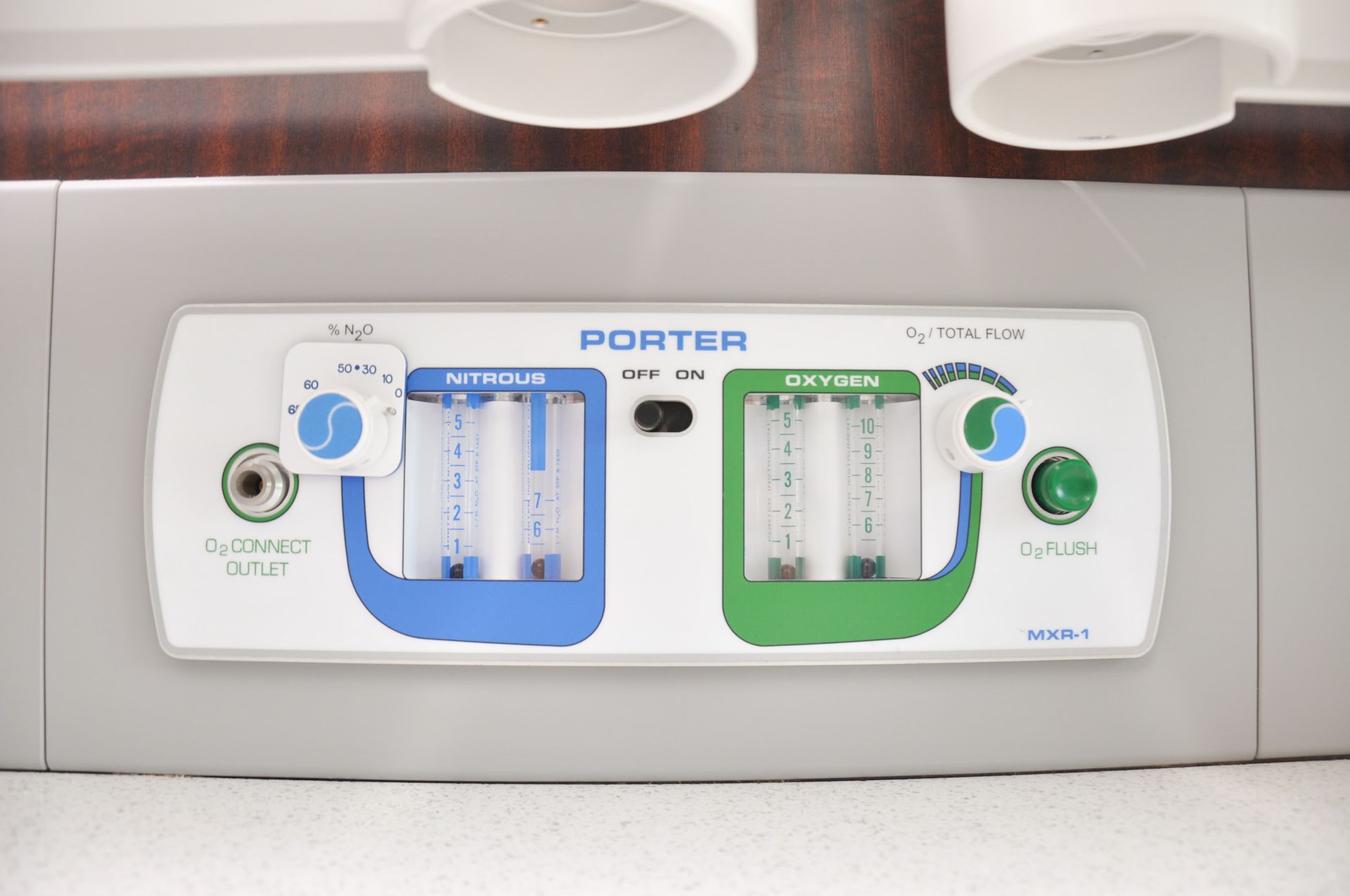 Medical gas control panel, labeled 