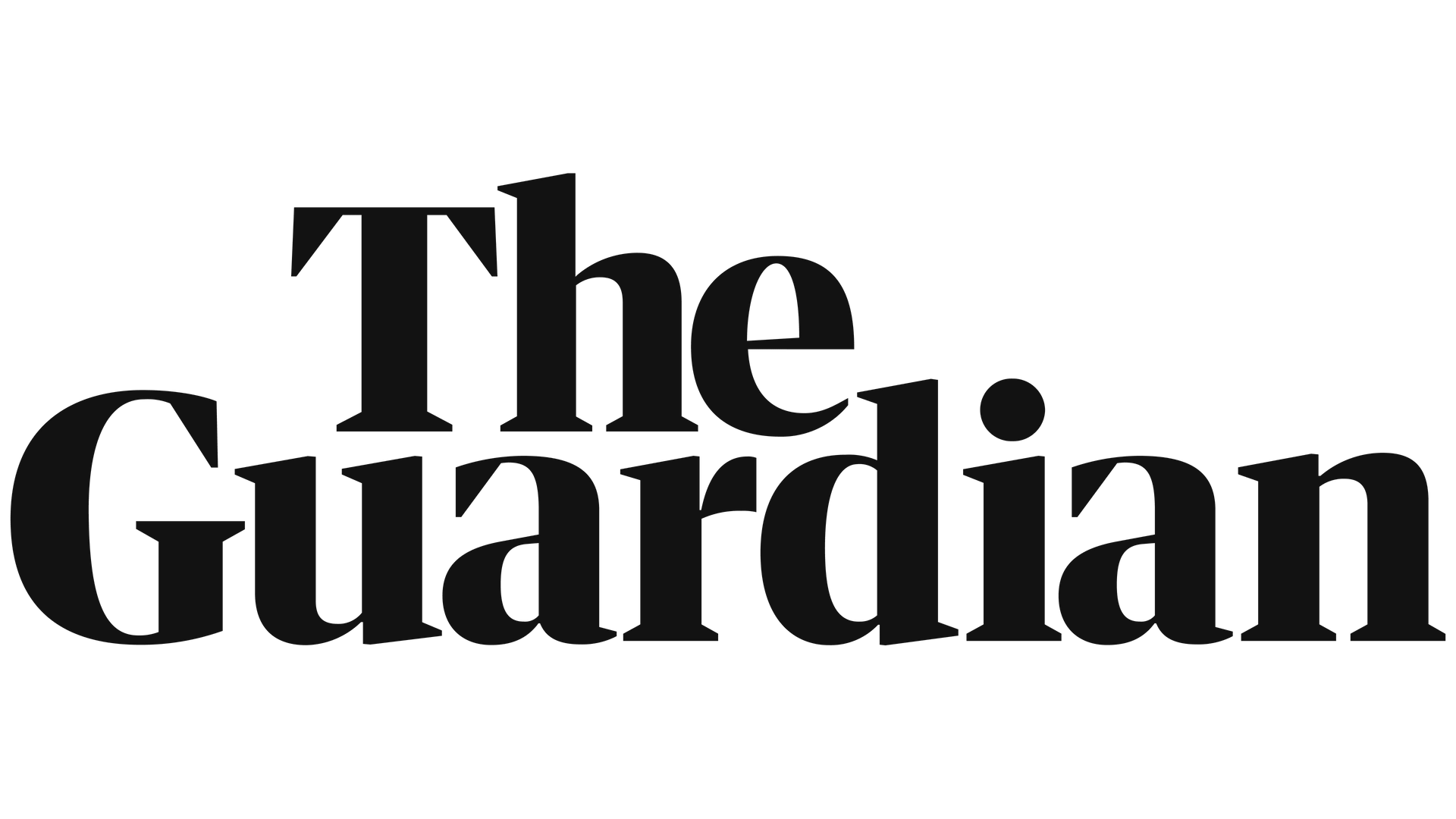 A black and white logo for the guardian newspaper.