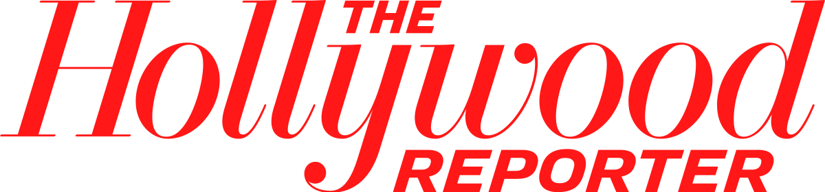 A red and white logo for the hollywood reporter