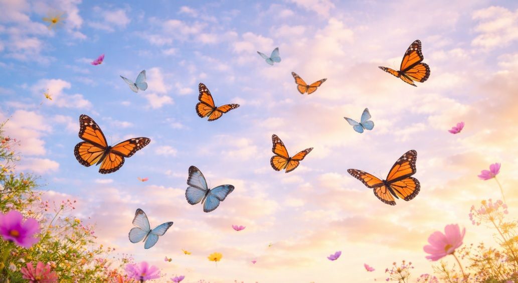 funeral homes Saskatoon, SK colorful butterflies flying in bright sky