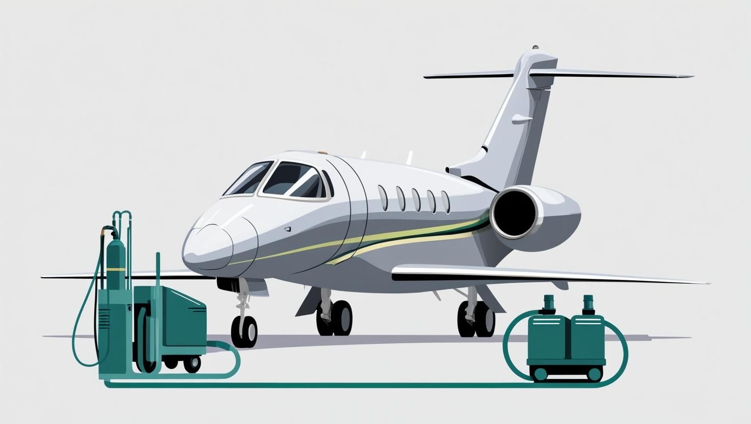 A small private jet is being refuelled at a gas station.