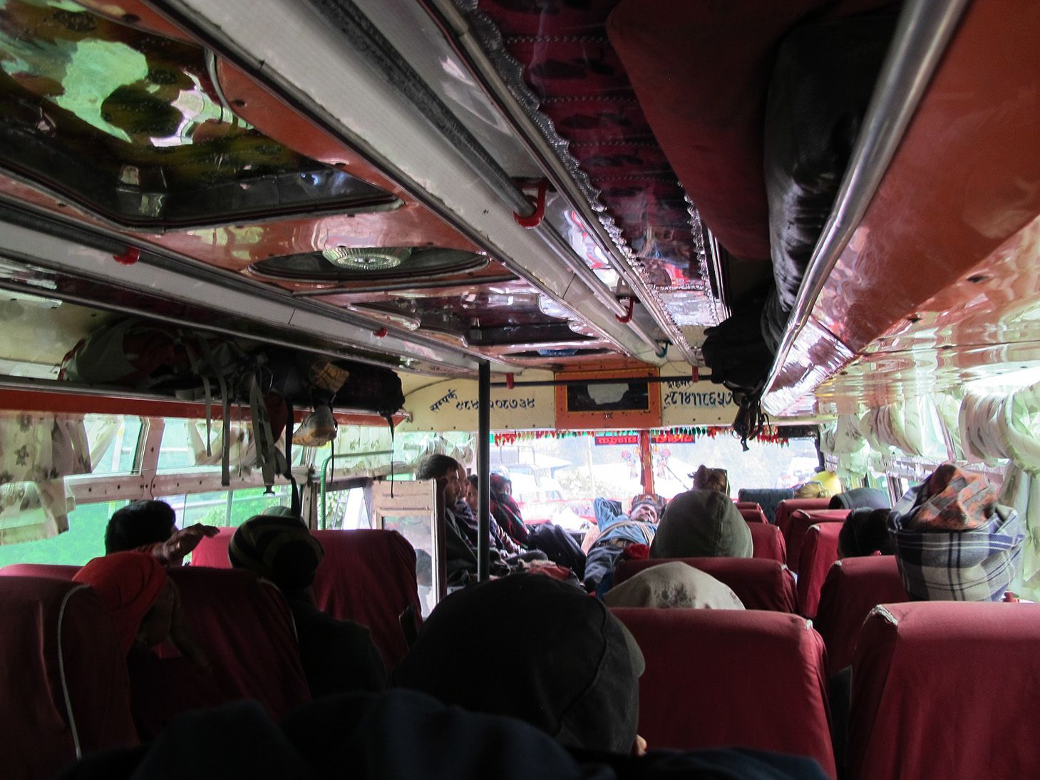 Inside a local bus in Nepal