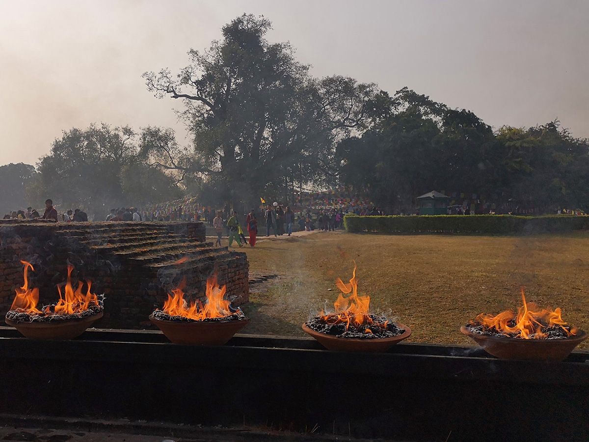 Celebration with fire in Lumbini
