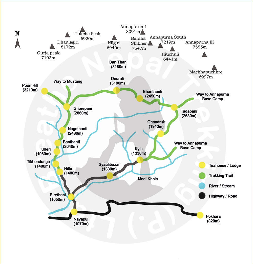 poon hill trek map