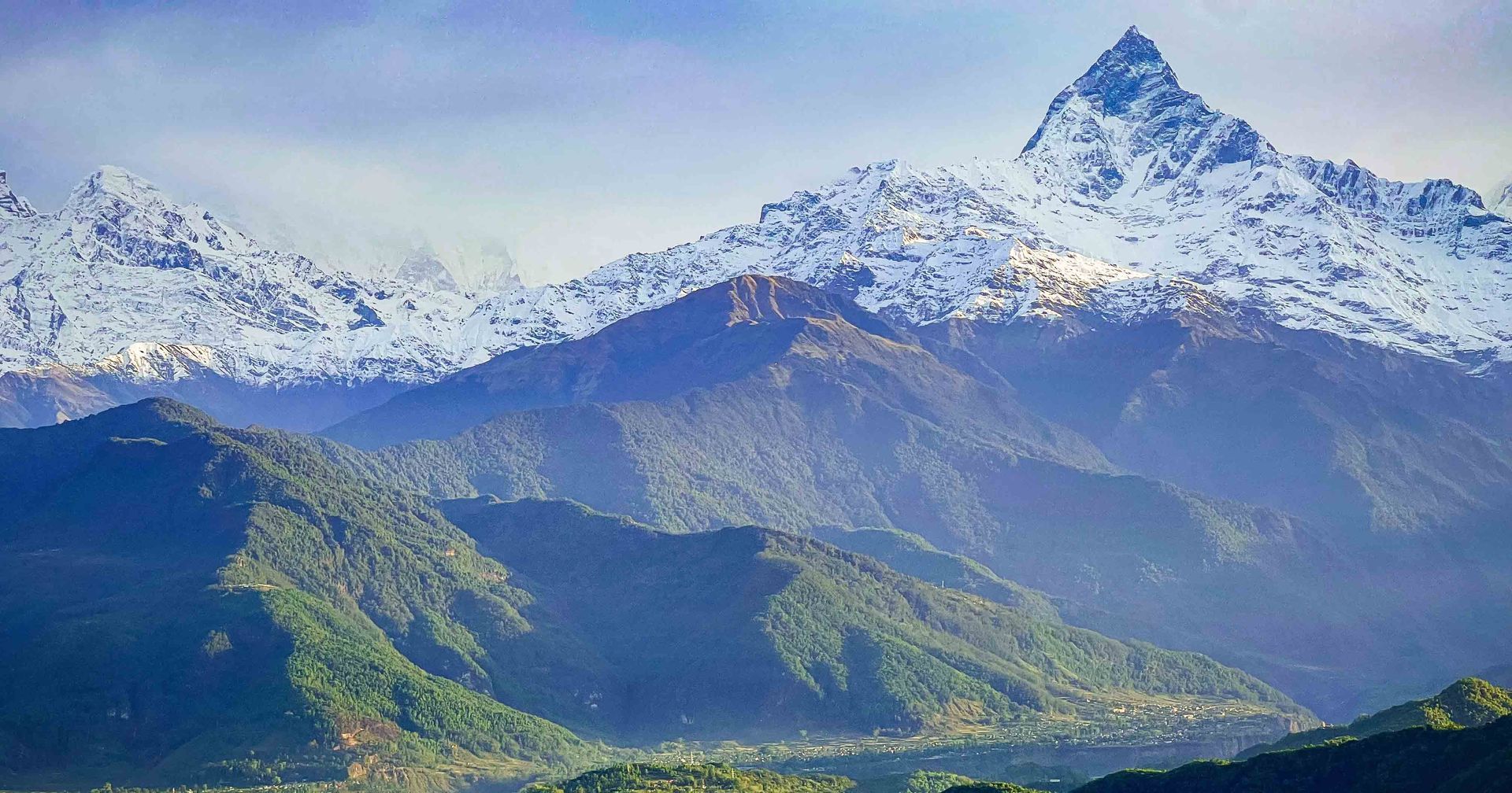 View from Sarangkot in Pokhara in nepal
