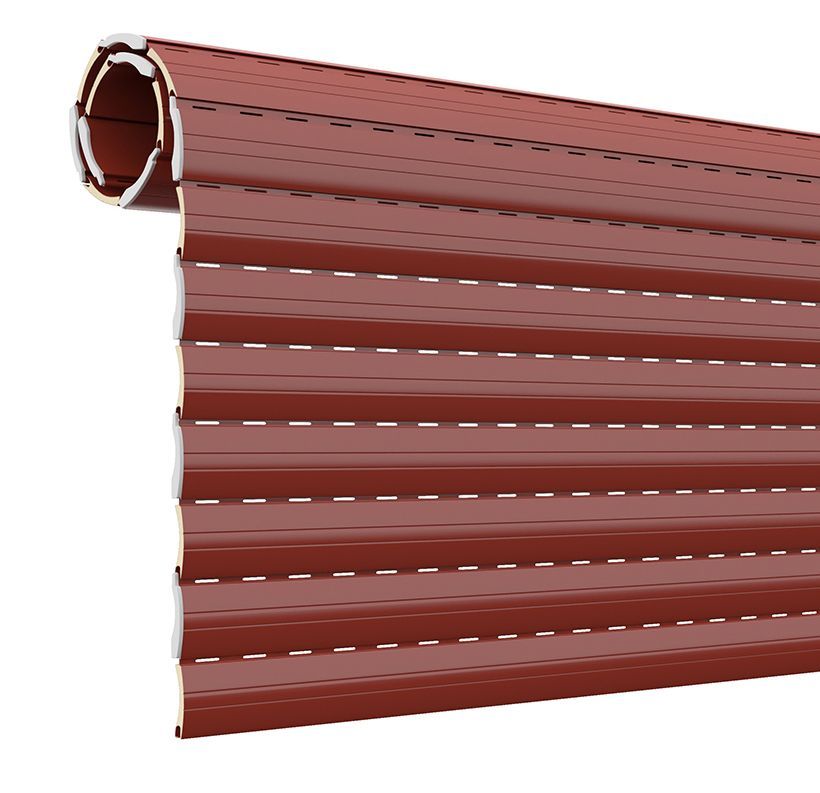 Quattro finestre bianche con persiane avvolgibili in varie posizioni di apertura/chiusura.