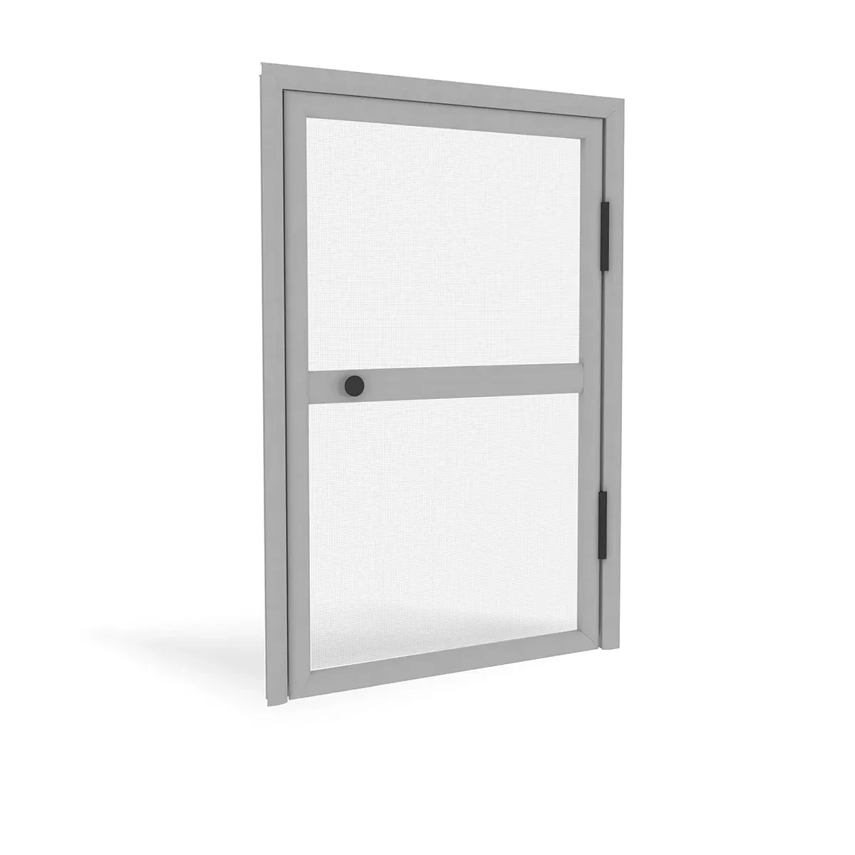 Quattro finestre bianche con persiane avvolgibili in varie posizioni di apertura/chiusura.