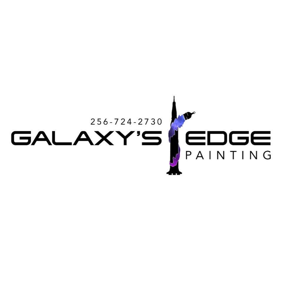 Logo for Galaxy's Edge Painting with a rocket ship icon and phone number, displayed in black text on a white background.